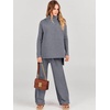 image:imageANRABESS Women Two Piece Outfits Oversized Turtleneck Knit Pullover Sweater Top Wide Leg Pants Lounge Set Sweatsuit 2026 FallDark Grey
