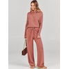 image:imageANRABESS Women Two Piece Outfits Oversized Turtleneck Knit Pullover Sweater Top Wide Leg Pants Lounge Set Sweatsuit 2026 FallRust