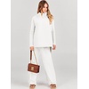 image:imageANRABESS Women Two Piece Outfits Oversized Turtleneck Knit Pullover Sweater Top Wide Leg Pants Lounge Set Sweatsuit 2026 FallWhite