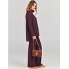 image:imageANRABESS Women Two Piece Outfits Oversized Turtleneck Knit Pullover Sweater Top Wide Leg Pants Lounge Set Sweatsuit 2026 FallWine Red