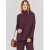 image:imageANRABESS Women Two Piece Outfits Oversized Turtleneck Knit Pullover Sweater Top Wide Leg Pants Lounge Set Sweatsuit 2026 FallWine Red