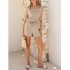 image:imageANRABESS Womens 2 Piece Short Sets 2026 Summer Casual Cap Sleeve Shirts Matching Lounge Outfits Travel Beach Vacation ClothesAlmond