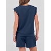 image:imageANRABESS Womens 2 Piece Short Sets 2026 Summer Casual Cap Sleeve Shirts Matching Lounge Outfits Travel Beach Vacation ClothesNavy Blue