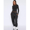 image:imageANRABESS Womens 2 Piece Sweatsuits Long Sleeve Tight Shirt Tops Joggers Fleece Sweatpants Sets 2026 Fall Sweat Lounge OutfitsBlack