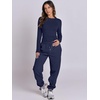 image:imageANRABESS Womens 2 Piece Sweatsuits Long Sleeve Tight Shirt Tops Joggers Fleece Sweatpants Sets 2026 Fall Sweat Lounge OutfitsNavy Blue