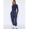 image:imageANRABESS Womens 2 Piece Sweatsuits Long Sleeve Tight Shirt Tops Joggers Fleece Sweatpants Sets 2026 Fall Sweat Lounge OutfitsNavy Blue