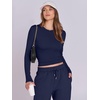 image:imageANRABESS Womens 2 Piece Sweatsuits Long Sleeve Tight Shirt Tops Joggers Fleece Sweatpants Sets 2026 Fall Sweat Lounge OutfitsNavy Blue