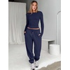 image:imageANRABESS Womens 2 Piece Sweatsuits Long Sleeve Tight Shirt Tops Joggers Fleece Sweatpants Sets 2026 Fall Sweat Lounge OutfitsNavy Blue