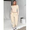 image:imageANRABESS Womens 2 Piece Sweatsuits Long Sleeve Tight Shirt Tops Joggers Fleece Sweatpants Sets 2026 Fall Sweat Lounge OutfitsYellow Apricot