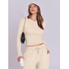 image:imageANRABESS Womens 2 Piece Sweatsuits Long Sleeve Tight Shirt Tops Joggers Fleece Sweatpants Sets 2026 Fall Sweat Lounge OutfitsYellow Apricot