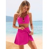 image:imageANRABESS Womens Bikini Sets Two Piece Swim Skirt High Waisted Swimsuits Tummy Control UWire Bathing Suit 2026 Beach SwimwearHot Pink
