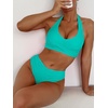 image:imageANRABESS Womens Bikini Sets Two Piece Swimsuits High Waisted Halter Twist Front Bathing Suit 2026 Summer Beach SwimwearAqua