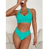 image:imageANRABESS Womens Bikini Sets Two Piece Swimsuits High Waisted Halter Twist Front Bathing Suit 2026 Summer Beach SwimwearAqua
