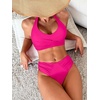 image:imageANRABESS Womens Bikini Sets Two Piece Swimsuits High Waisted Halter Twist Front Bathing Suit 2026 Summer Beach SwimwearHot Pink