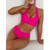 image:imageANRABESS Womens Bikini Sets Two Piece Swimsuits High Waisted Halter Twist Front Bathing Suit 2026 Summer Beach SwimwearHot Pink