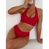 image:imageANRABESS Womens Bikini Sets Two Piece Swimsuits High Waisted Halter Twist Front Bathing Suit 2026 Summer Beach SwimwearRed
