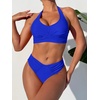 image:imageANRABESS Womens Bikini Sets Two Piece Swimsuits High Waisted Halter Twist Front Bathing Suit 2026 Summer Beach SwimwearRoyal Blue