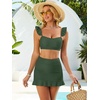 image:imageANRABESS Womens High Waisted Bikini Skirt Set Built in Buttom Two Piece Swimsuits 2026 Summer Beach Bathing Suit SwimwearArmy Green