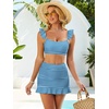 image:imageANRABESS Womens High Waisted Bikini Skirt Set Built in Buttom Two Piece Swimsuits 2026 Summer Beach Bathing Suit SwimwearBlue White Plaid