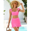 image:imageANRABESS Womens High Waisted Bikini Skirt Set Built in Buttom Two Piece Swimsuits 2026 Summer Beach Bathing Suit SwimwearLight Pink