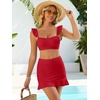 image:imageANRABESS Womens High Waisted Bikini Skirt Set Built in Buttom Two Piece Swimsuits 2026 Summer Beach Bathing Suit SwimwearRed