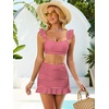 image:imageANRABESS Womens High Waisted Bikini Skirt Set Built in Buttom Two Piece Swimsuits 2026 Summer Beach Bathing Suit SwimwearRed Plaid