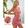 image:imageANRABESS Womens High Waisted Bikini Skirt Set Built in Buttom Two Piece Swimsuits 2026 Summer Beach Bathing Suit SwimwearRed Plaid