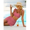 image:imageANRABESS Womens High Waisted Bikini Skirt Set Built in Buttom Two Piece Swimsuits 2026 Summer Beach Bathing Suit SwimwearRed Plaid