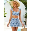 image:imageANRABESS Womens High Waisted Bikini Skirt Set Built in Buttom Two Piece Swimsuits 2026 Summer Beach Bathing Suit SwimwearWhite Blue Floral