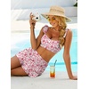 image:imageANRABESS Womens High Waisted Bikini Skirt Set Built in Buttom Two Piece Swimsuits 2026 Summer Beach Bathing Suit SwimwearWhite Pink Floral