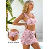 image:imageANRABESS Womens High Waisted Bikini Skirt Set Built in Buttom Two Piece Swimsuits 2026 Summer Beach Bathing Suit SwimwearWhite Pink Floral
