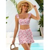 image:imageANRABESS Womens High Waisted Bikini Skirt Set Built in Buttom Two Piece Swimsuits 2026 Summer Beach Bathing Suit SwimwearWhite Pink Floral