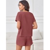 image:imageANRABESS Womens Lounge Pajamas Short Set 2026 Casual Summer 2 Piece Outfits Lightweight Loungewear Clothes Brick Red XLarge
