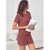 image:imageANRABESS Womens Lounge Pajamas Short Set 2026 Casual Summer 2 Piece Outfits Lightweight Loungewear Clothes Brick Red XLarge