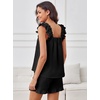 image:imageANRABESS Womens Summer Lounge Set 2 Piece Outfits Ruffle Tank Top and Shorts Set 2026 Beach Vacation Cover Up ClothesBlack