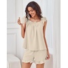 image:imageANRABESS Womens Summer Lounge Set 2 Piece Outfits Ruffle Tank Top and Shorts Set 2026 Beach Vacation Cover Up ClothesWhite