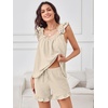 image:imageANRABESS Womens Summer Lounge Set 2 Piece Outfits Ruffle Tank Top and Shorts Set 2026 Beach Vacation Cover Up ClothesWhite