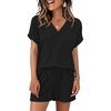 image:imageANRABESS Women Summer Two Piece Lounge Sets Top Matching Shorts Pajama Set 2026 Spring Casual Outfits Beach Vacation ClothesBlack