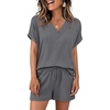 image:imageANRABESS Women Summer Two Piece Lounge Sets Top Matching Shorts Pajama Set 2026 Spring Casual Outfits Beach Vacation ClothesGray