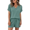 image:imageANRABESS Women Summer Two Piece Lounge Sets Top Matching Shorts Pajama Set 2026 Spring Casual Outfits Beach Vacation ClothesGray Green