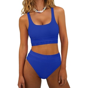 image:imageANRABESS Bikini Sets for Women Summer 2026 High Waisted 2 Piece Bathing Suit Tummy Control Swimsuit Color Block SwimwearRoyal Blue