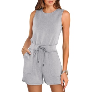 image:imageANRABESS Romper for Women Short Jumpsuit Summer Casual Dressy Sleeveless Outfits Beach Vacation 2026 Trendy One Piece ClothesGray