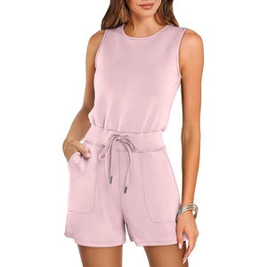 image:imageANRABESS Romper for Women Short Jumpsuit Summer Casual Dressy Sleeveless Outfits Beach Vacation 2026 Trendy One Piece ClothesPink