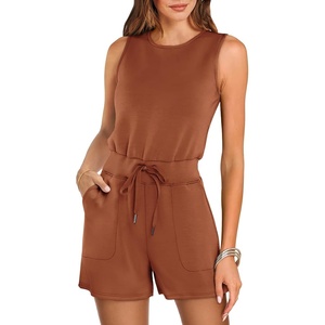 image:imageANRABESS Romper for Women Short Jumpsuit Summer Casual Dressy Sleeveless Outfits Beach Vacation 2026 Trendy One Piece ClothesRust