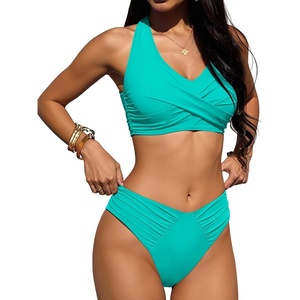 image:imageANRABESS Womens Bikini Sets Two Piece Swimsuits High Waisted Halter Twist Front Bathing Suit 2026 Summer Beach SwimwearAqua