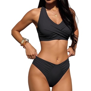 image:imageANRABESS Womens Bikini Sets Two Piece Swimsuits High Waisted Halter Twist Front Bathing Suit 2026 Summer Beach SwimwearBlack