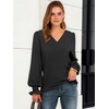 image:imageANRABESS Womens Business Casual Tops V Neck Puff Long Sleeve Shirts Dressy Office Work Blouse 2026 Fall Outfits ClothesBlack