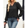 image:imageANRABESS Womens Business Casual Tops V Neck Puff Long Sleeve Shirts Dressy Office Work Blouse 2026 Fall Outfits ClothesBlack