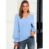 image:imageANRABESS Womens Business Casual Tops V Neck Puff Long Sleeve Shirts Dressy Office Work Blouse 2026 Fall Outfits ClothesBright Bblue