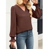 image:imageANRABESS Womens Business Casual Tops V Neck Puff Long Sleeve Shirts Dressy Office Work Blouse 2026 Fall Outfits ClothesCoffee